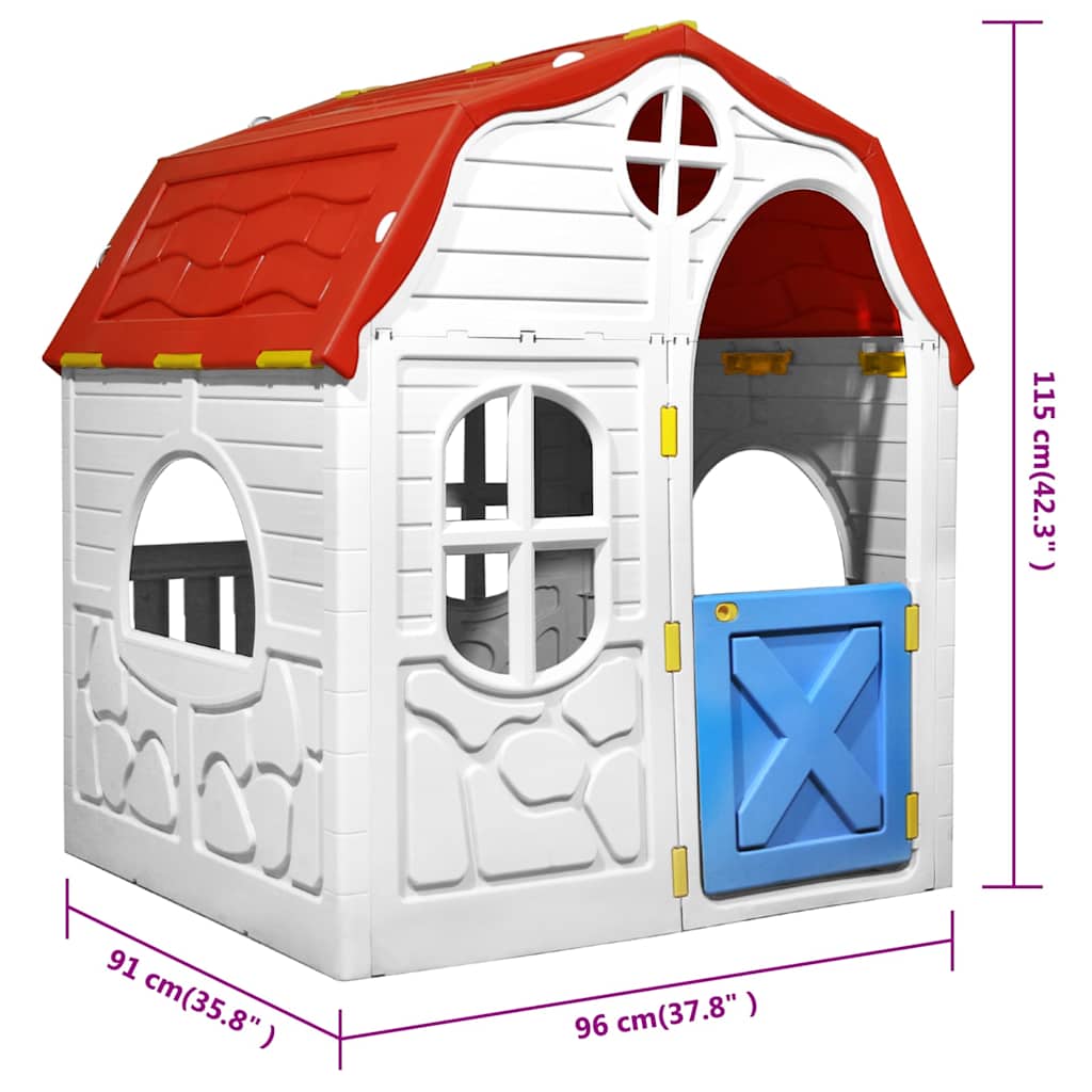 vidaXL Kids Foldable Playhouse with Working Door and Windows - Multicolour