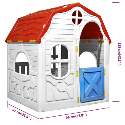 vidaXL Kids Foldable Playhouse with Working Door and Windows - Multicolour