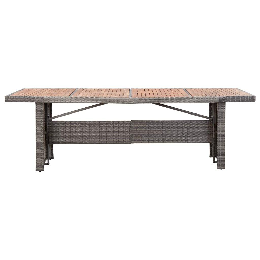 vidaXL Garden Table 240x90x74 cm Poly Rattan and Solid Acacia Wood - Brown