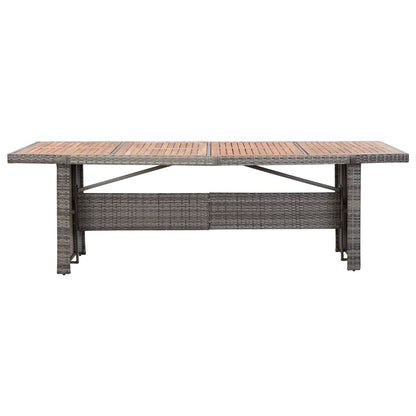 vidaXL Garden Table 240x90x74 cm Poly Rattan and Solid Acacia Wood - Brown