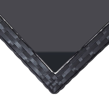 vidaXL Garden Table Black 240x90x74 cm Poly Rattan and Glass