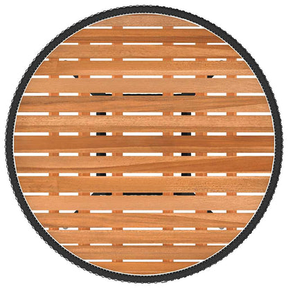 vidaXL Garden Dining Table Black Ø 70 cm Poly Rattan and Solid Acacia Wood