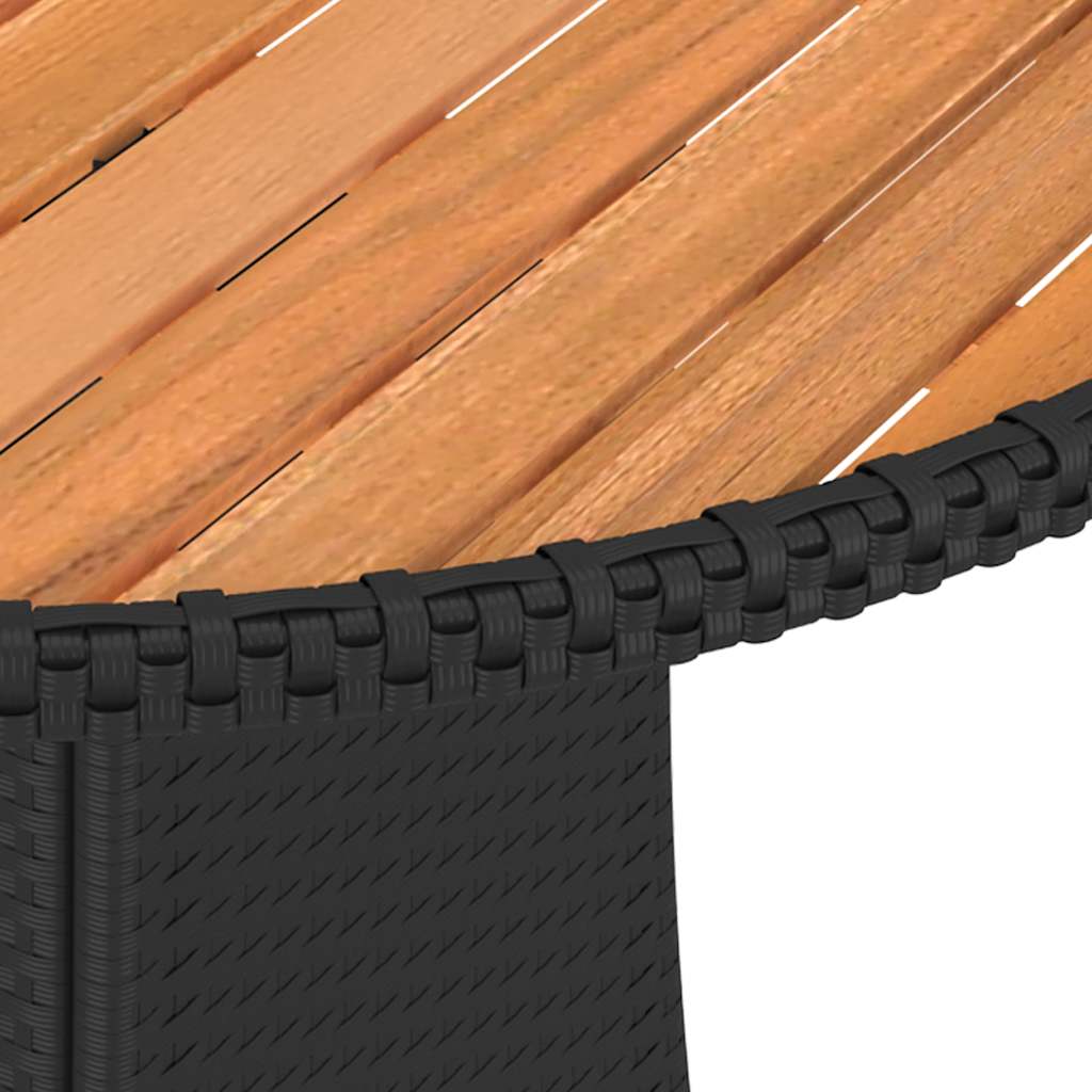 vidaXL Garden Dining Table Black Ø 70 cm Poly Rattan and Solid Acacia Wood