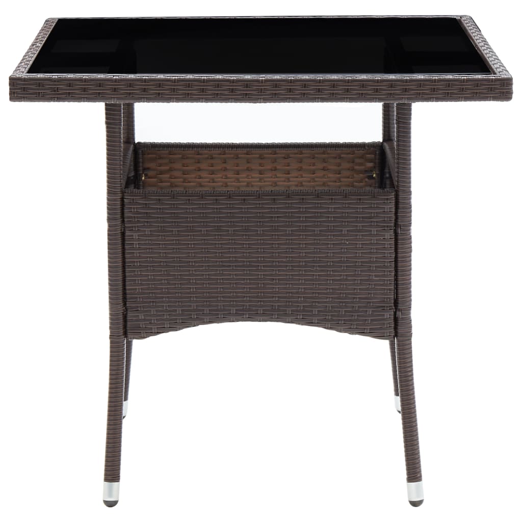 vidaXL Garden Dining Table Brown Poly Rattan