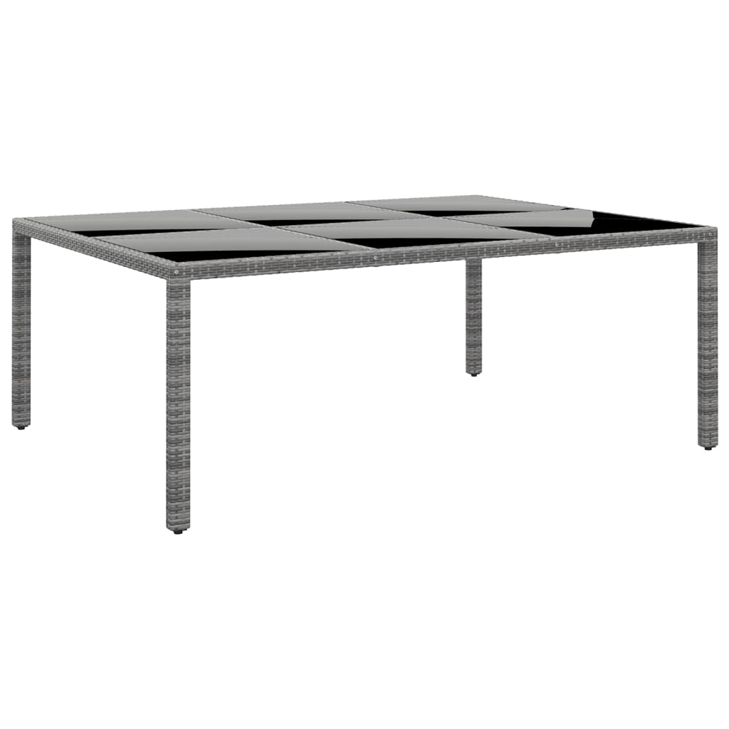 vidaXL Garden Table 200x150x75 cm Tempered Glass and Poly Rattan Grey
