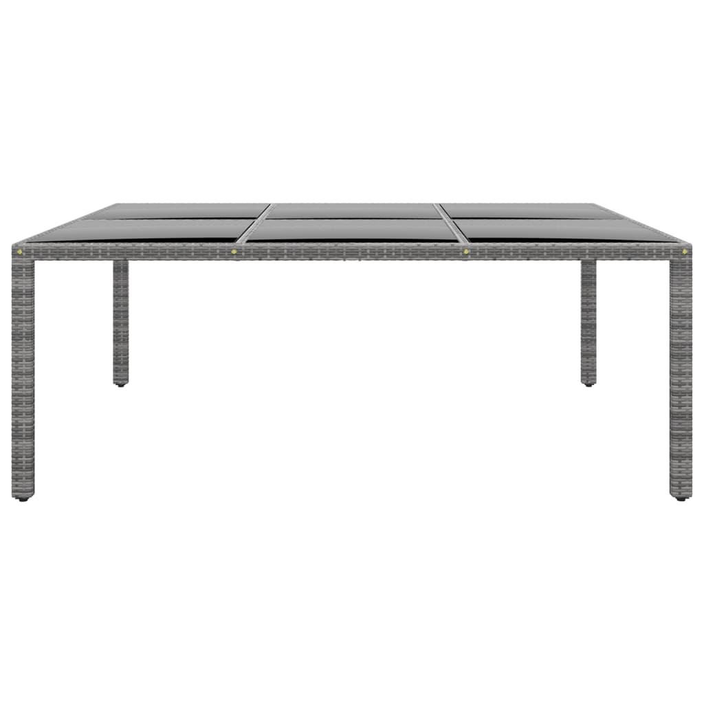 vidaXL Garden Table 200x150x75 cm Tempered Glass and Poly Rattan Grey