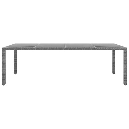vidaXL Garden Table 250x100x75 cm Tempered Glass and Poly Rattan Grey