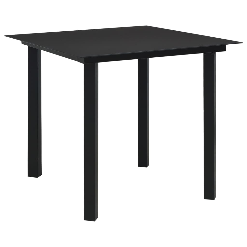 vidaXL Garden Dining Table Black 80x80x74 cm Steel and Glass - 23288