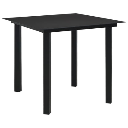 vidaXL Garden Dining Table Black 80x80x74 cm Steel and Glass - 23288
