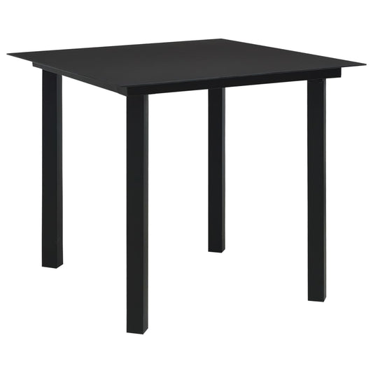 vidaXL Garden Dining Table Black 80x80x74 cm Steel and Glass - 23288