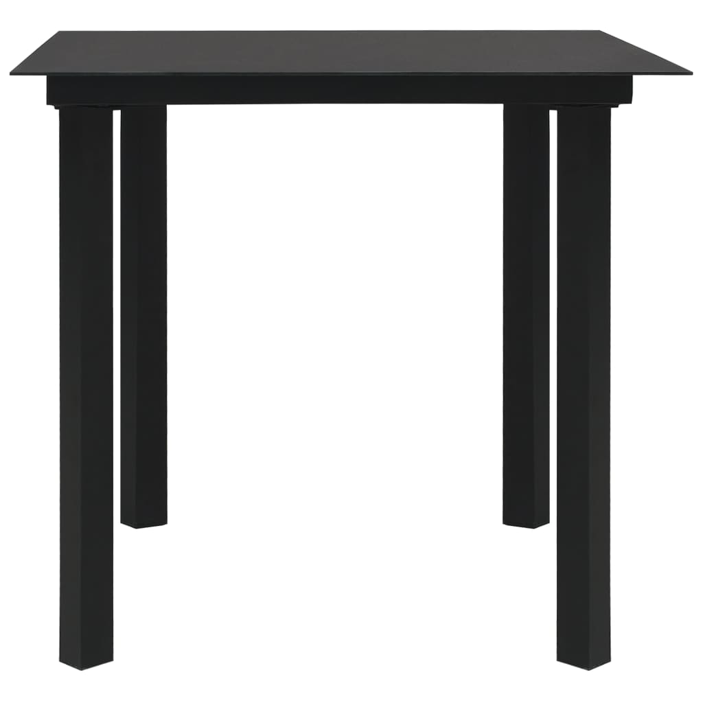 vidaXL Garden Dining Table Black 80x80x74 cm Steel and Glass - 23288