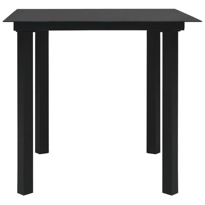 vidaXL Garden Dining Table Black 80x80x74 cm Steel and Glass - 23288