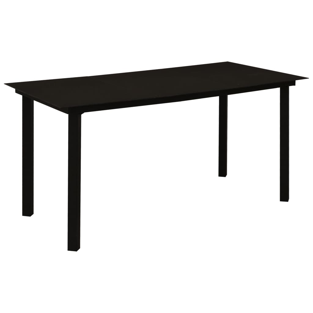 vidaXL Garden Dining Table Black 150x80x74 cm Steel and Glass - 23290