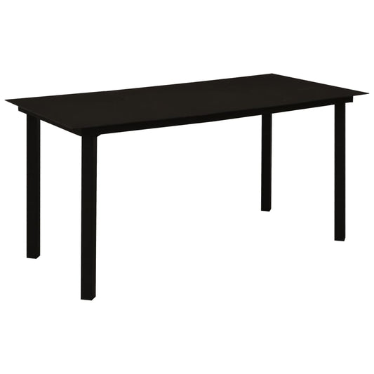 vidaXL Garden Dining Table Black 150x80x74 cm Steel and Glass - 23290