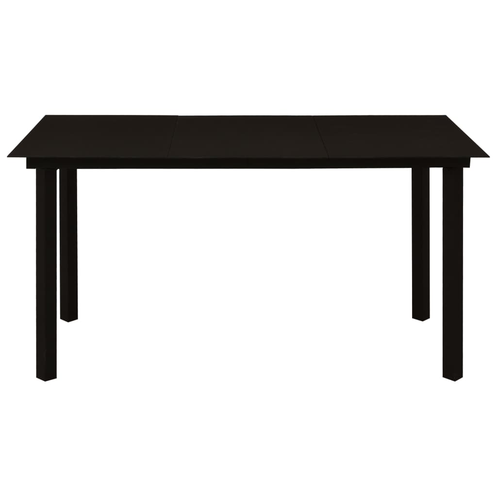 vidaXL Garden Dining Table Black 150x80x74 cm Steel and Glass - 23290