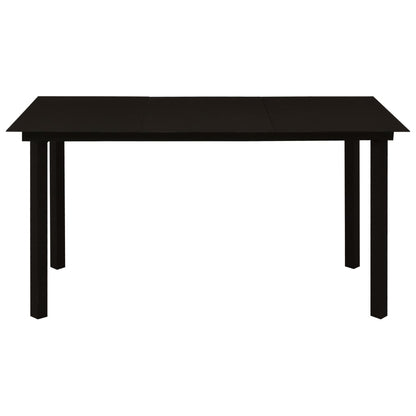 vidaXL Garden Dining Table Black 150x80x74 cm Steel and Glass - 23290