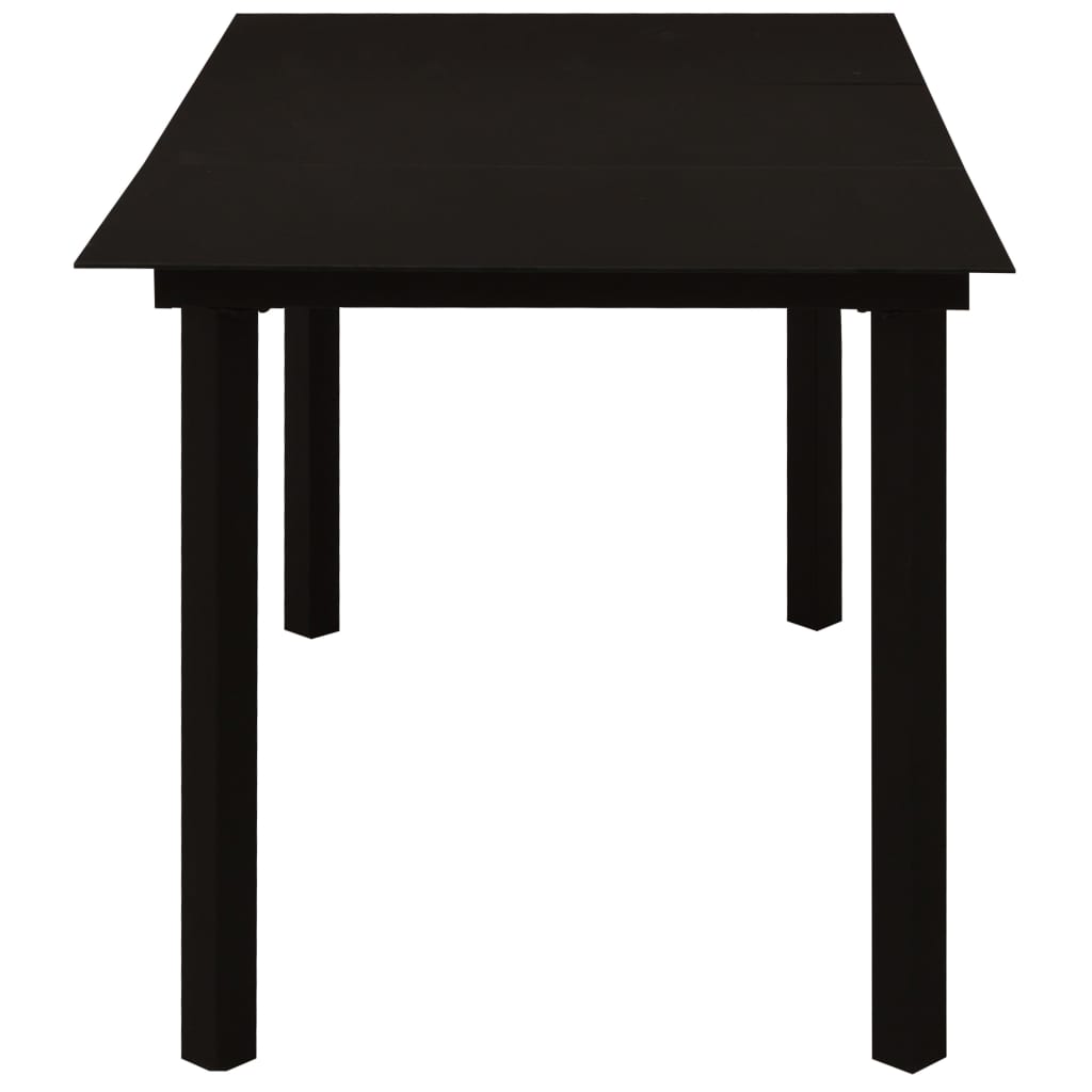 vidaXL Garden Dining Table Black 150x80x74 cm Steel and Glass - 23290