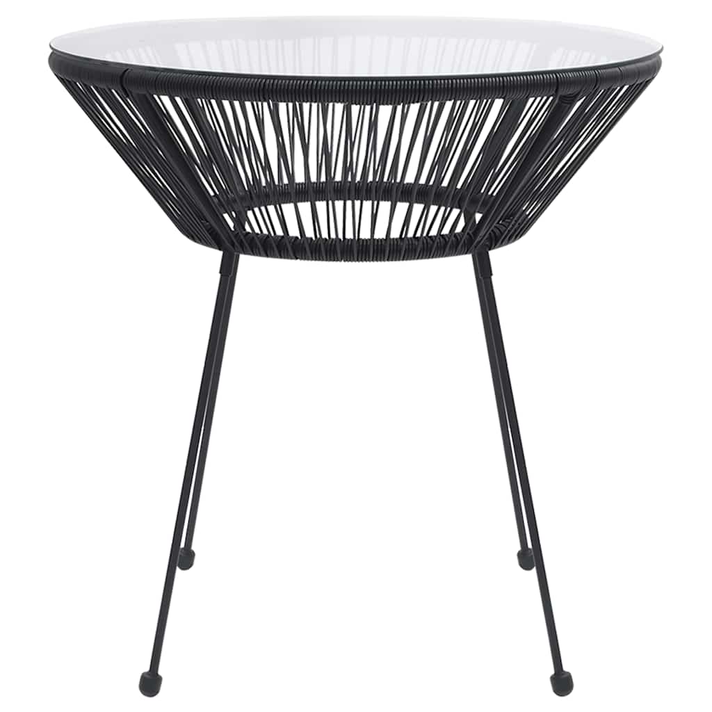 vidaXL Garden Dining Table Black Ø70x74 cm Rattan and Glass