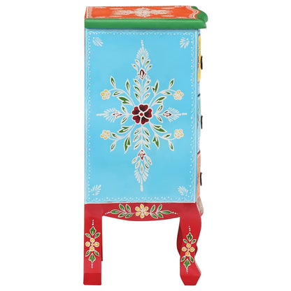 vidaXL Hand Painted Bedside Cabinet 40x30x60 cm Solid Mango Wood - Multicolour