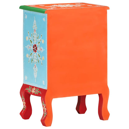 vidaXL Hand Painted Bedside Cabinet 40x30x60 cm Solid Mango Wood - Multicolour