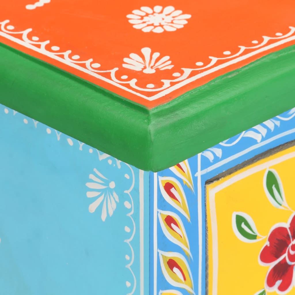 vidaXL Hand Painted Bedside Cabinet 40x30x60 cm Solid Mango Wood - Multicolour