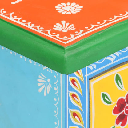 vidaXL Hand Painted Bedside Cabinet 40x30x60 cm Solid Mango Wood - Multicolour
