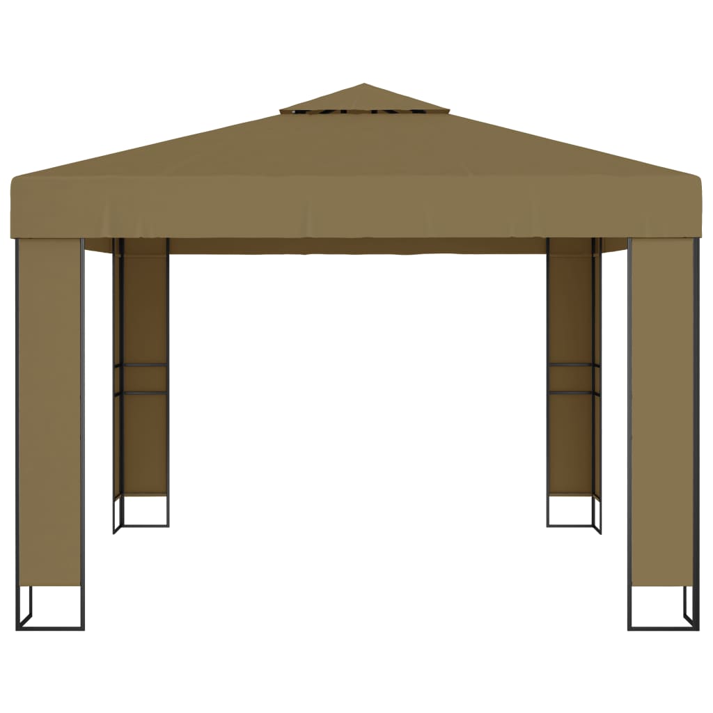 vidaXL Gazebo with Double Roof 3x3x2.7 m Taupe 180 g/m² - 3 x 3 m