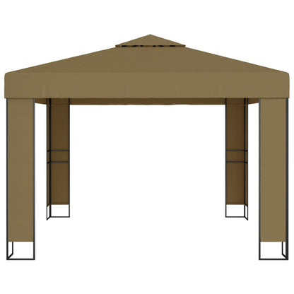 vidaXL Gazebo with Double Roof 3x3x2.7 m Taupe 180 g/m² - 3 x 3 m