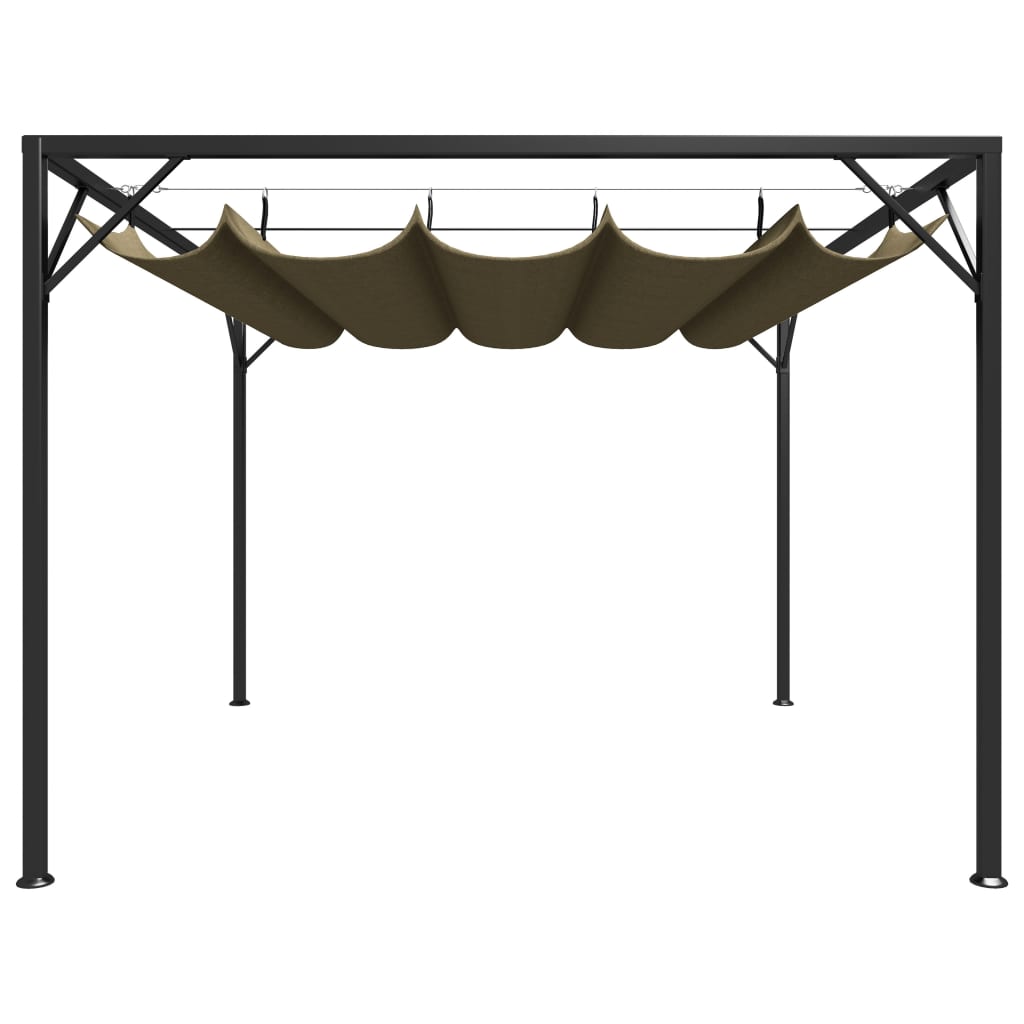 vidaXL Garden Gazebo with Retractable Roof 3x3 m Taupe 180 g/m²