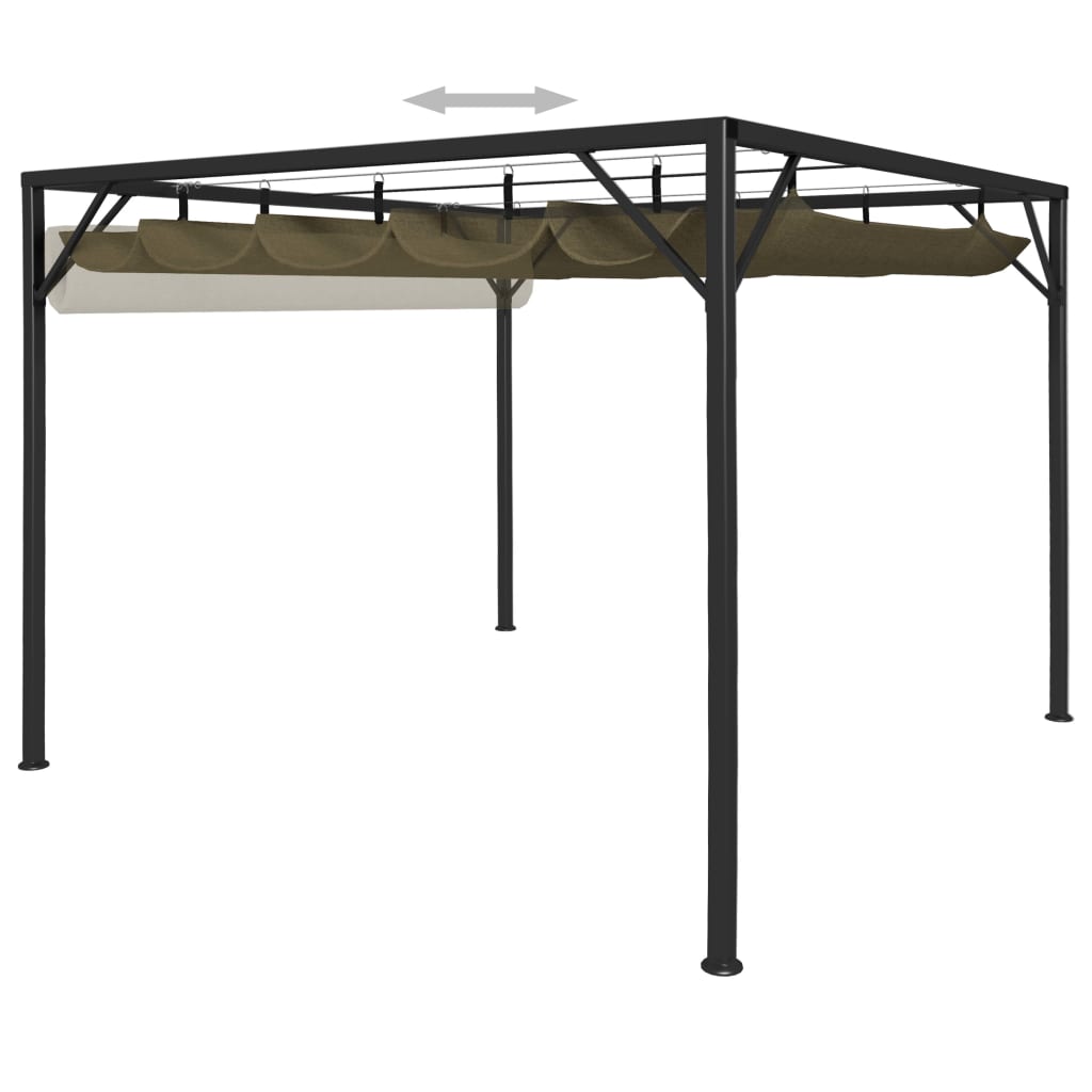vidaXL Garden Gazebo with Retractable Roof 3x3 m Taupe 180 g/m²