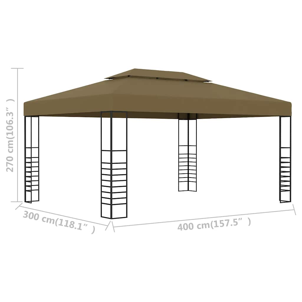 vidaXL Gazebo 3x4 m Taupe 180 g/m²