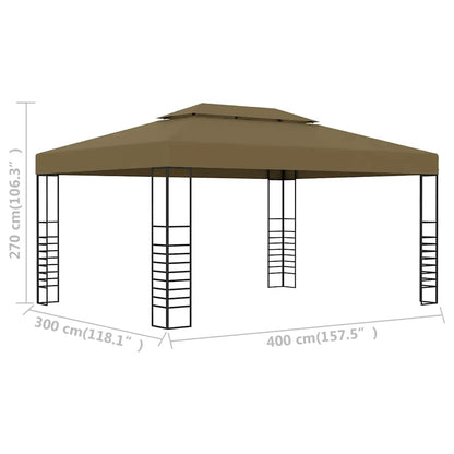 vidaXL Gazebo 3x4 m Taupe 180 g/m²