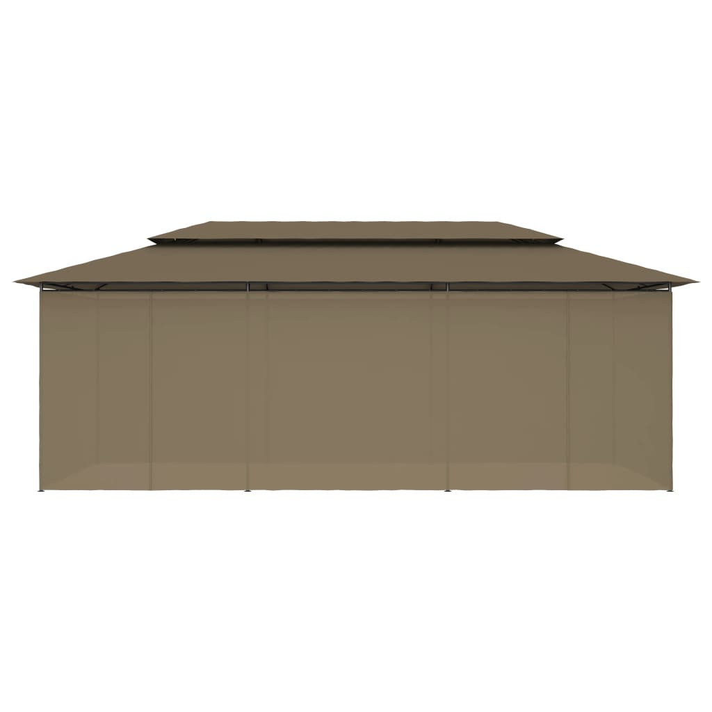 vidaXL Gazebo with Curtains 600x298x270 cm Taupe 180 g/m²