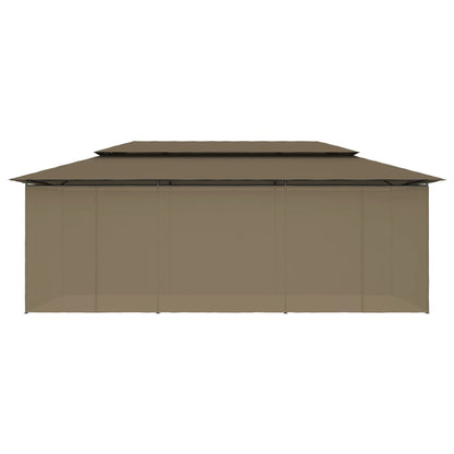 vidaXL Gazebo with Curtains 600x298x270 cm Taupe 180 g/m²