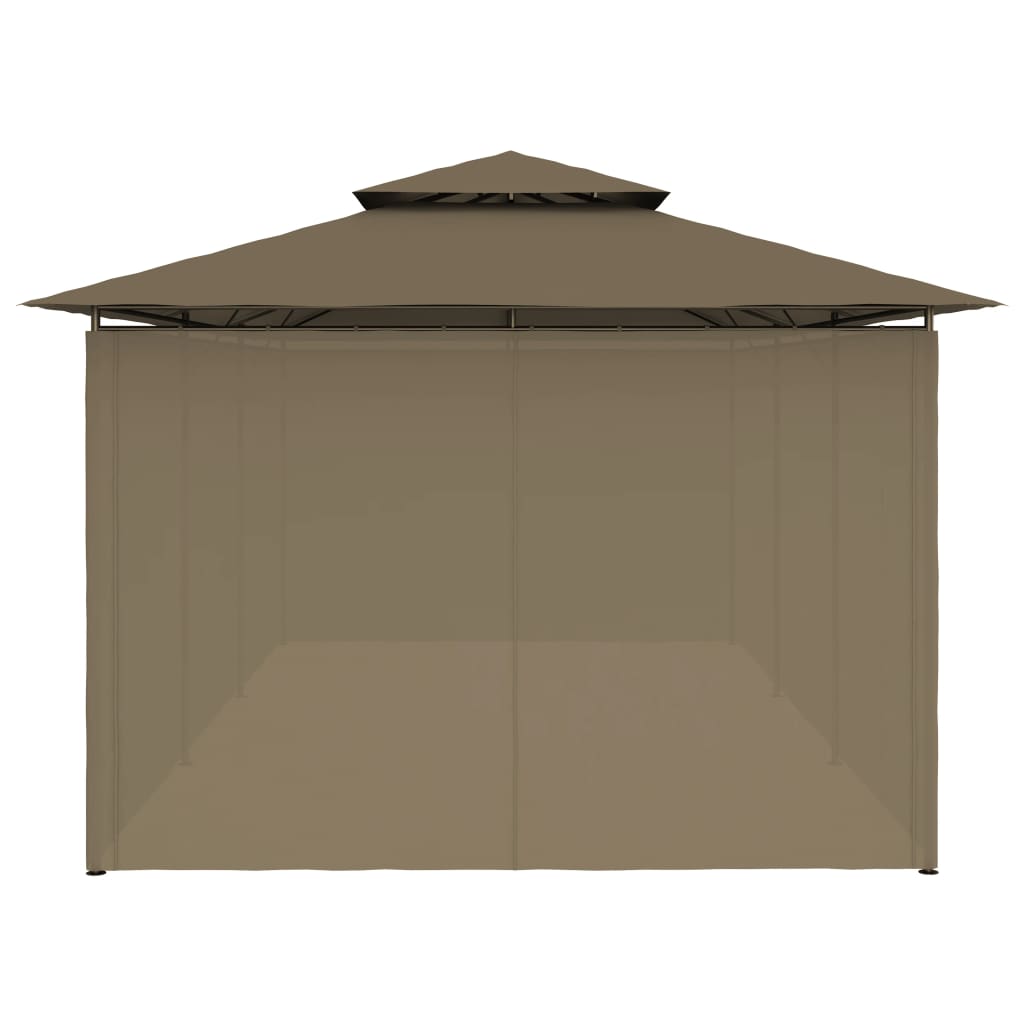 vidaXL Gazebo with Curtains 600x298x270 cm Taupe 180 g/m²