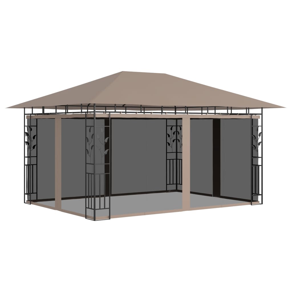 vidaXL Gazebo with Mosquito Net 4x3x2.73 m Taupe 180 g/m² - 4 x 3 x 2.73 m