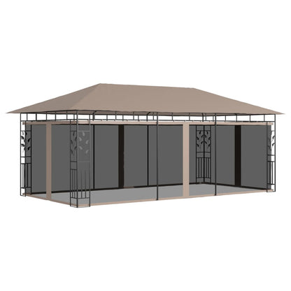 vidaXL Gazebo with Mosquito Net 6x3x2.73 m Taupe 180 g/m² - 6 x 3 x 2.73 m