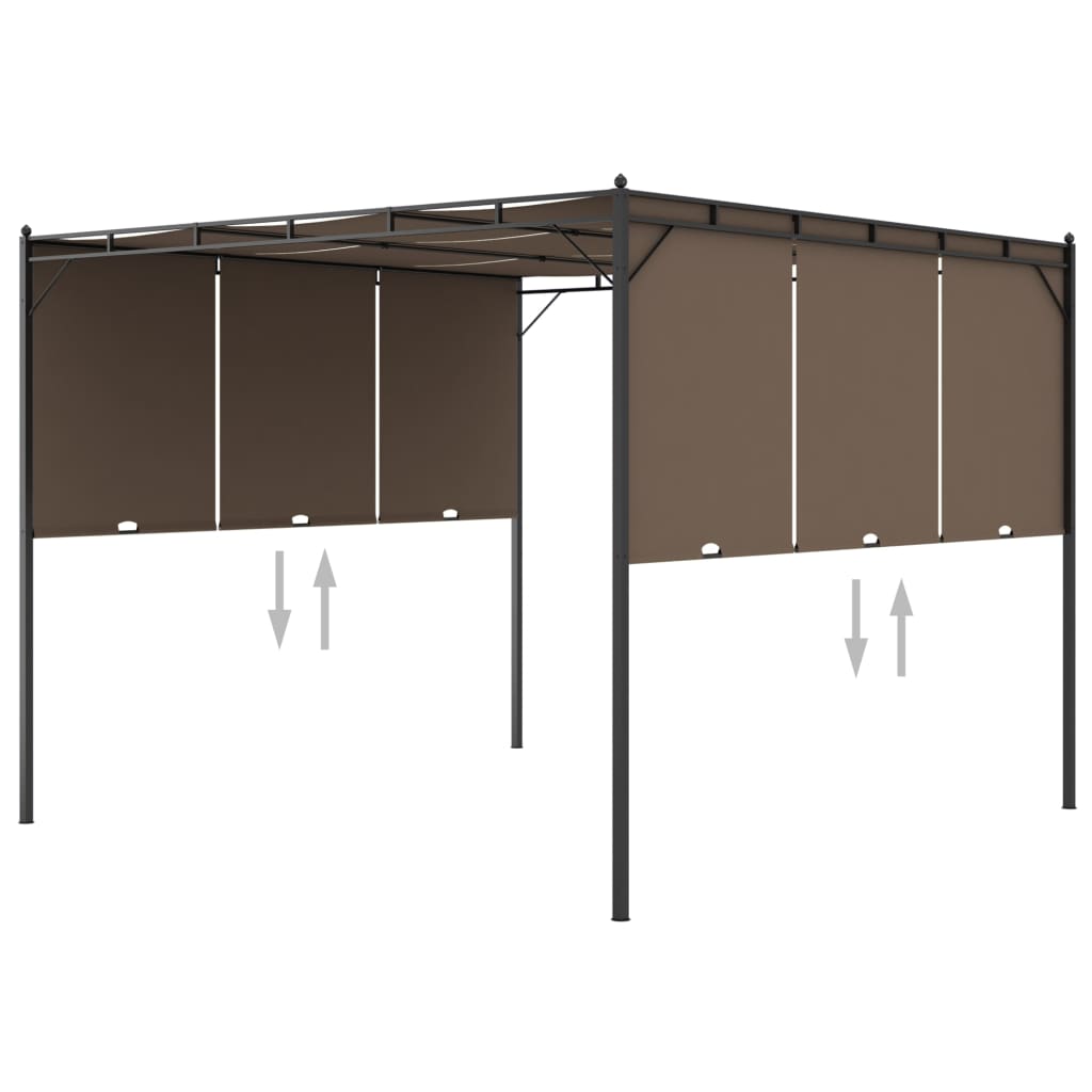 vidaXL Garden Gazebo with Side Curtain 3x3x2.25 m Taupe - 3 x 3 x 2.25 m
