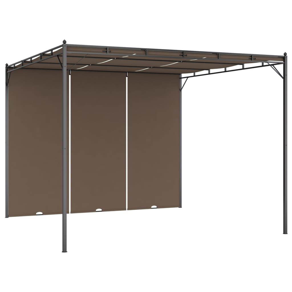 vidaXL Garden Gazebo with Side Curtain 3x3x2.25 m Taupe - 3 x 3 x 2.25 m