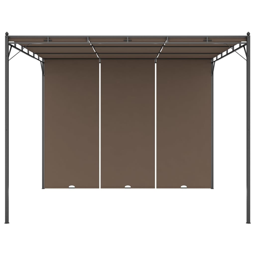 vidaXL Garden Gazebo with Side Curtain 3x3x2.25 m Taupe - 3 x 3 x 2.25 m