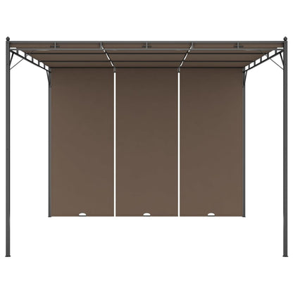 vidaXL Garden Gazebo with Side Curtain 3x3x2.25 m Taupe - 3 x 3 x 2.25 m