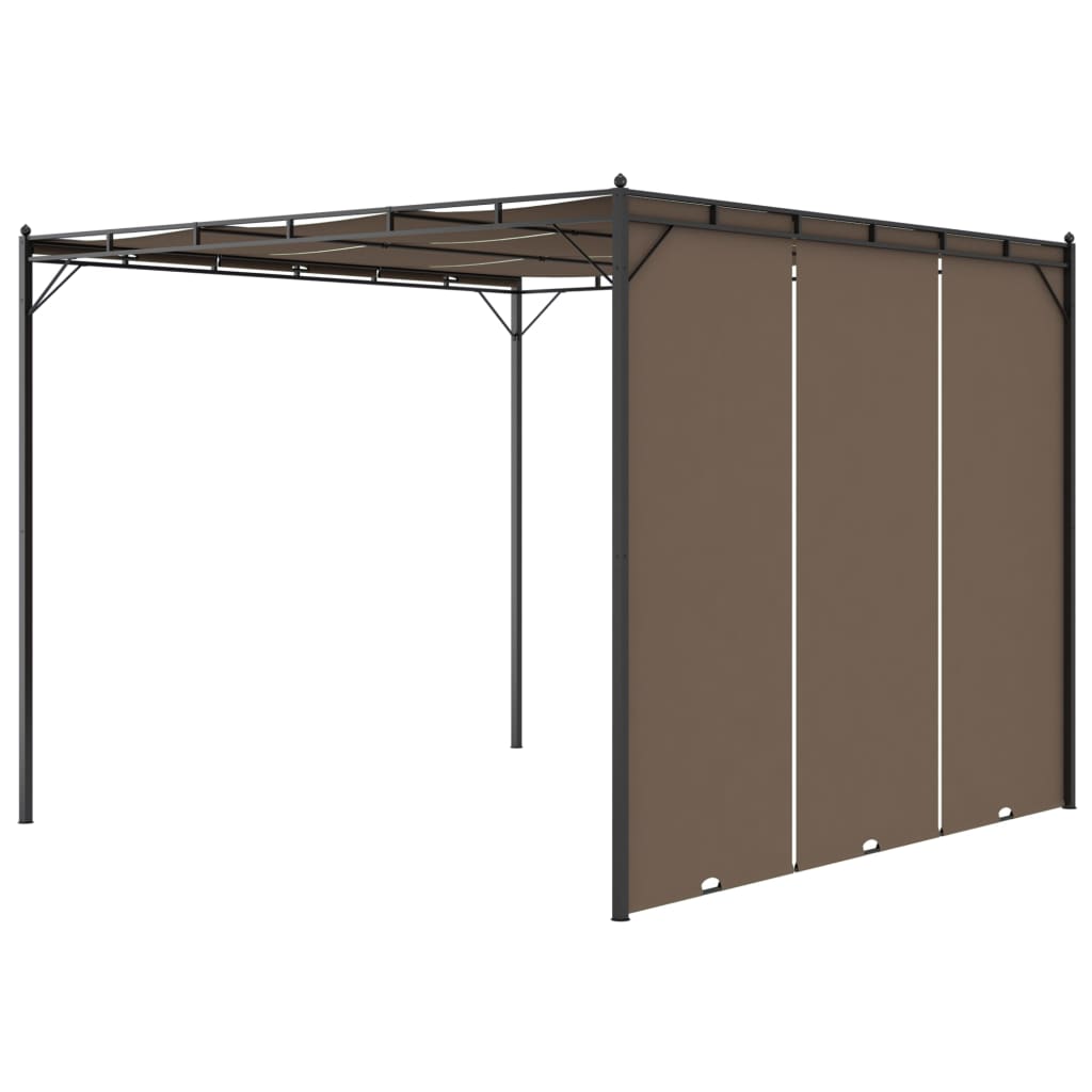 vidaXL Garden Gazebo with Side Curtain 3x3x2.25 m Taupe - 3 x 3 x 2.25 m