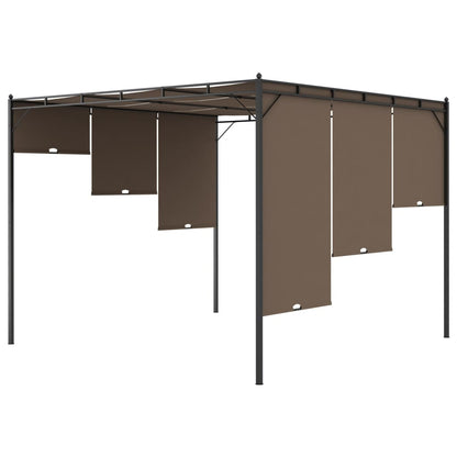 vidaXL Garden Gazebo with Side Curtain 3x3x2.25 m Taupe - 3 x 3 x 2.25 m
