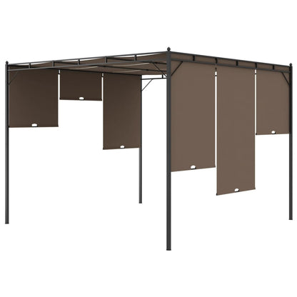vidaXL Garden Gazebo with Side Curtain 3x3x2.25 m Taupe - 3 x 3 x 2.25 m