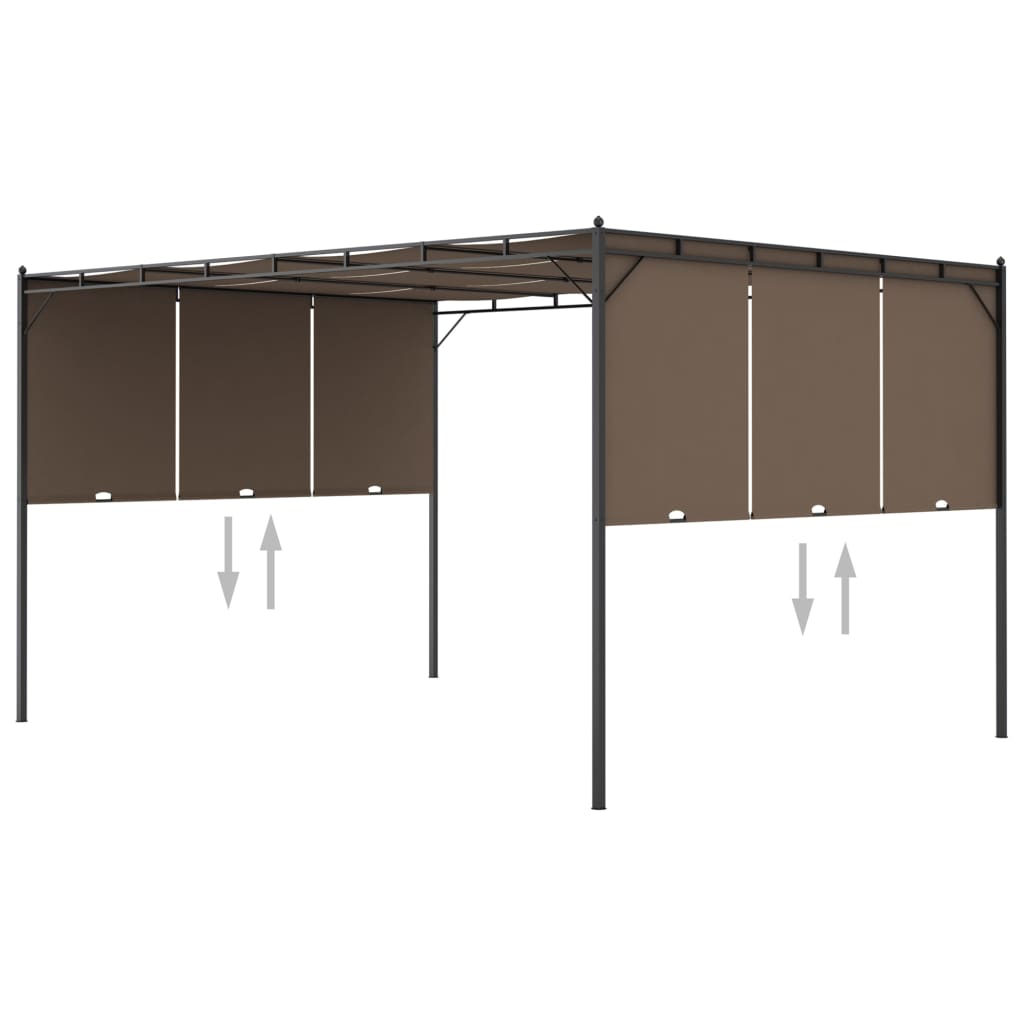 vidaXL Garden Gazebo with Side Curtain 4x3x2.25 m Taupe - 4 x 3 x 2.25 m