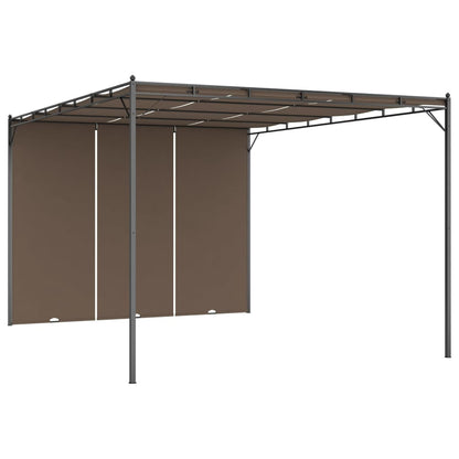 vidaXL Garden Gazebo with Side Curtain 4x3x2.25 m Taupe - 4 x 3 x 2.25 m