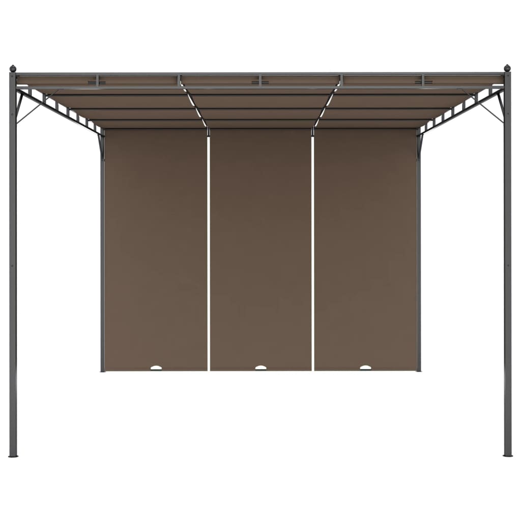 vidaXL Garden Gazebo with Side Curtain 4x3x2.25 m Taupe - 4 x 3 x 2.25 m