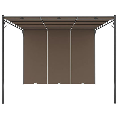 vidaXL Garden Gazebo with Side Curtain 4x3x2.25 m Taupe - 4 x 3 x 2.25 m