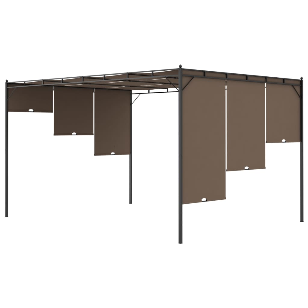 vidaXL Garden Gazebo with Side Curtain 4x3x2.25 m Taupe - 4 x 3 x 2.25 m