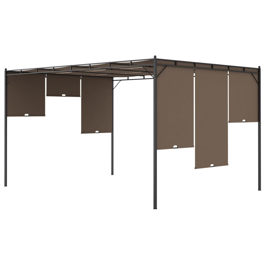 vidaXL Garden Gazebo with Side Curtain 4x3x2.25 m Taupe - 4 x 3 x 2.25 m